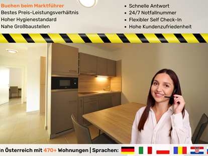 Monteurwohnung - Kaffeemaschine - 90+ Monteurzimmer in Klagenfurt, Einzelbetten, Parkplätze, WIFI, Küchen
